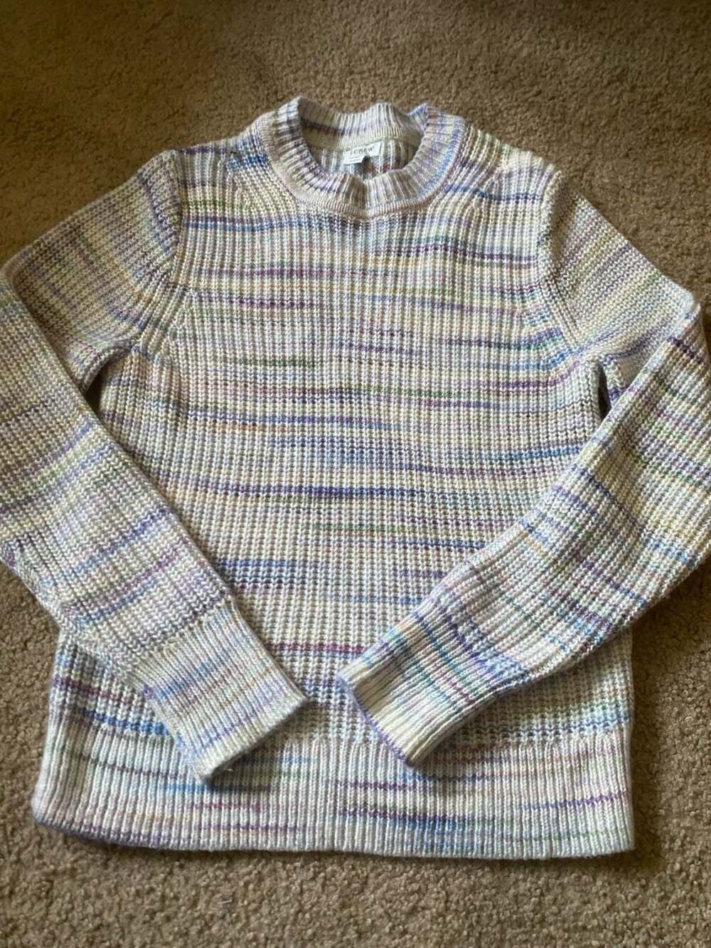 J.Crew Space Dyed Crewneck Sweater Size S Multi-Color Knit Pullover